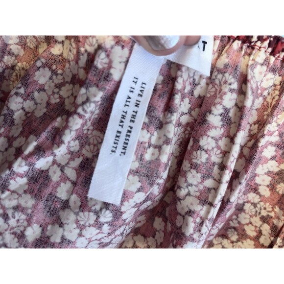 Apiece Apart Red Floral Midi Dress Organic Cotton Pockets Cut Out Back. SZ LG - Picture 10 of 10